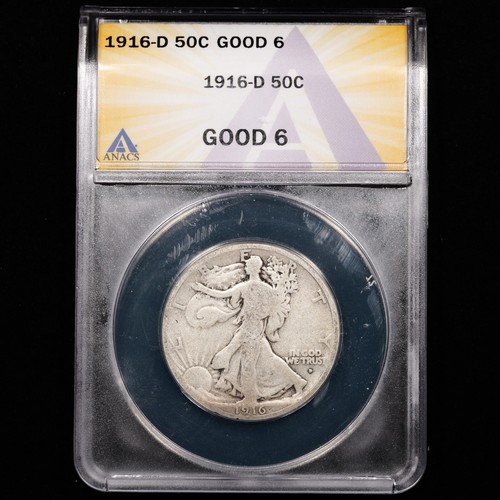 1916-D Walking Liberty Half Dollar 50c - ANACS GRADED G6