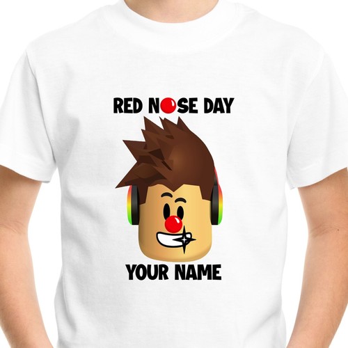 T-shirt personnalisé jour nez rouge bande dessinée relief hommes enfants garçons t-shirt adulte 004 - Photo 2 sur 3