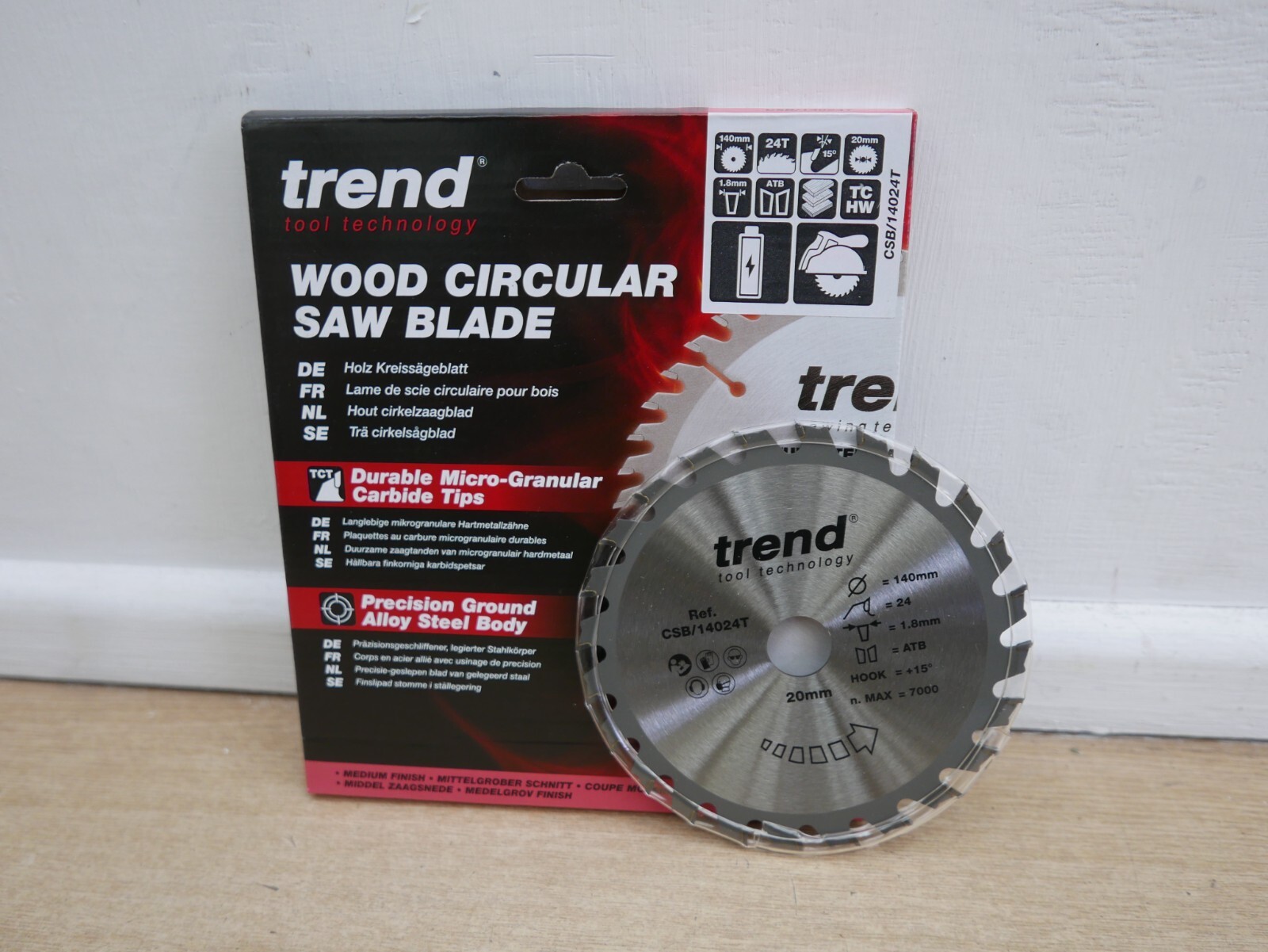 TREND CSB/14024T  140MM X 20MM 24T TCT DEWALT DCS512 CIRCULAR SAW BLADE