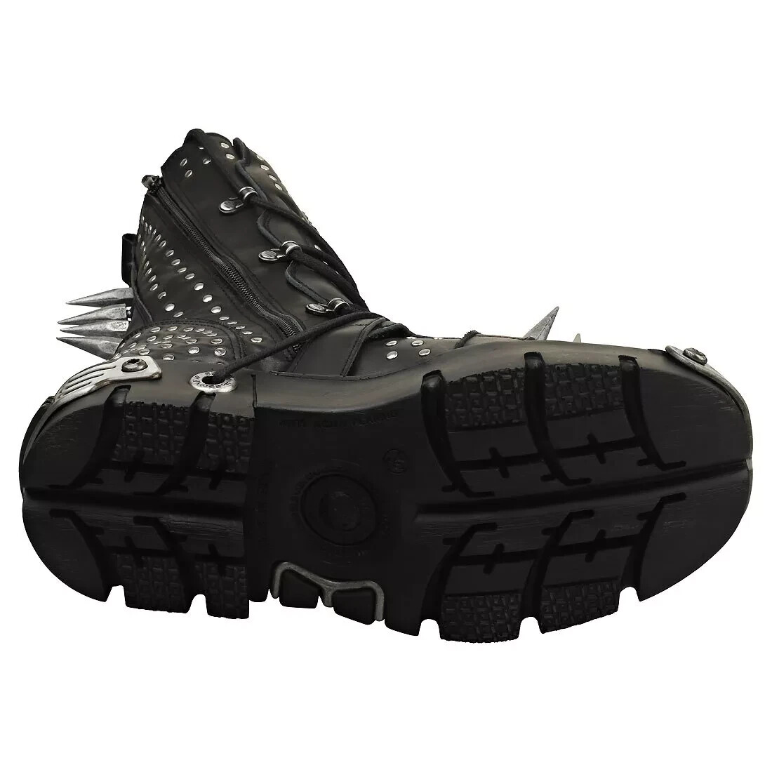 New Rock Boots Men's Metallic Black Goth Boot – Studded & Spiked Leather Boots With 6cm Heel - View #14