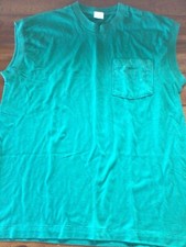 VTG Green 90s Fruit The Loom Sleeveless Pocket Shirt Mens XL Single Stitch Blank