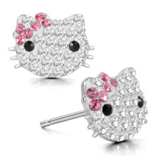 Solid 925 Sterling Silver Clear Pink Crystal Stud Earrings Gift Box