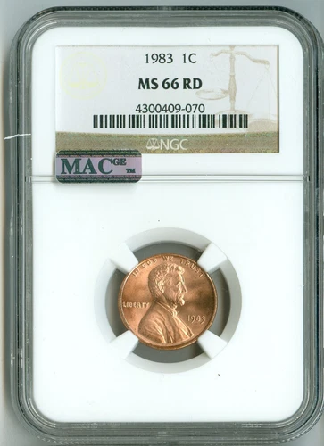 1983 CENT NGC MS66 RD PENNY MAC PQ, 1c, BRIGHT CHERRY RED, SPOTLESS!