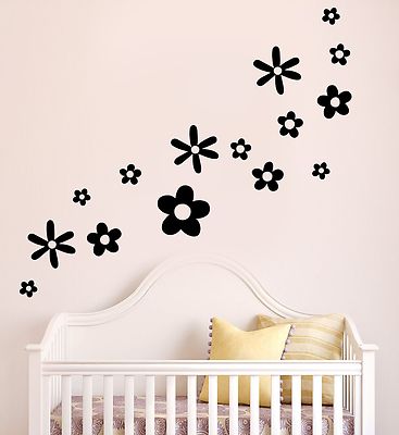 Daisy Wall Stickers Girls Childrens Bedroom Flowers Decoration Cute Art Decal Ebay