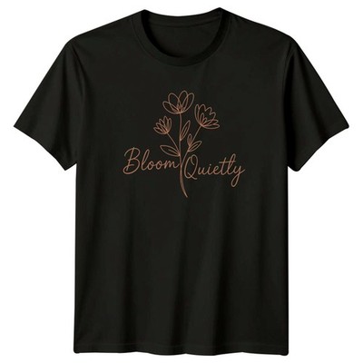 Bloom Quietly Damen T-Shirt Minimalistisch Botanisch Blumen Muttertag Geschenk