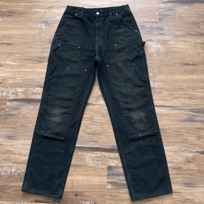 Carhartt B136 BLK Double Knee Carpenter Pants Mens 33x34 Distressed