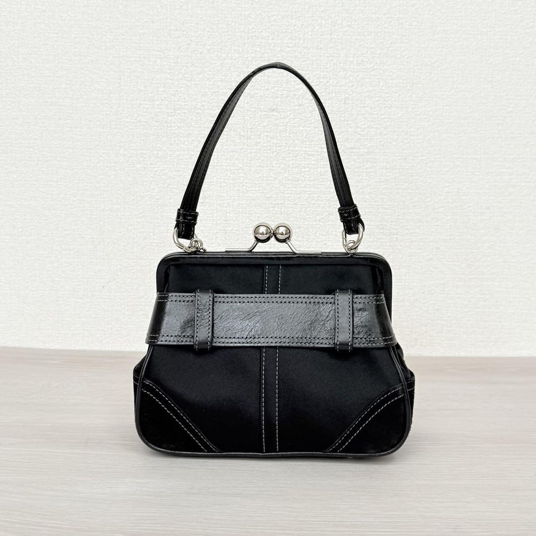 バッグ Coach Kiss Rock Hand Bag Leather SMALL Vintage Coach Rhinestone Belted Kisslock Leather Suede