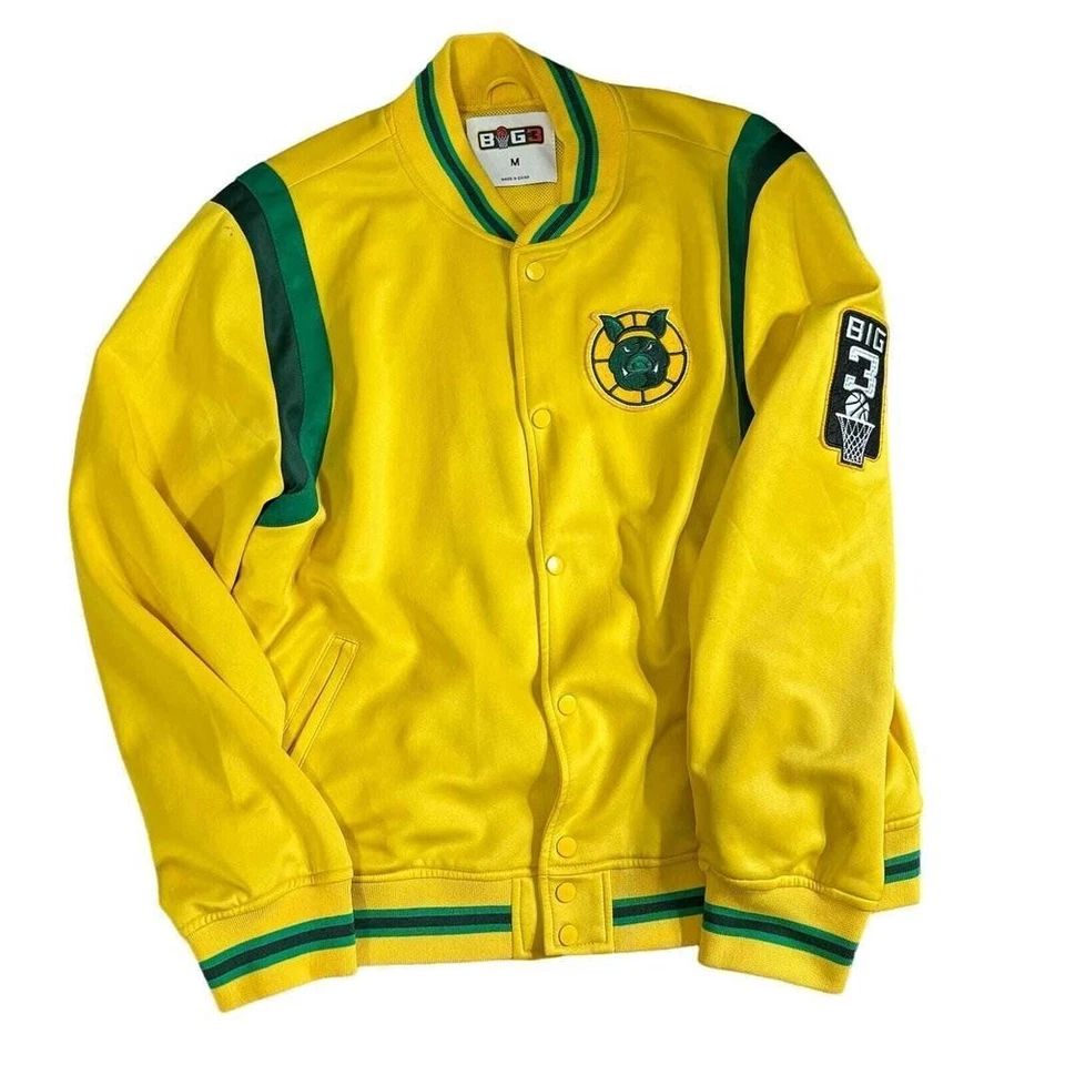 Big3 мяч свиней разминка костюм куртка брюки мужской средний желтый зеленый баскетбольный комплект - Изображение 3 из 4