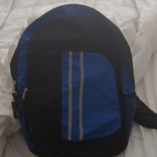 Mens Black/Blue Medium Backpack Zip Closure A...