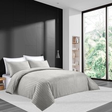 Luxury Stripe Duvet Covers Light Grey Bedding Cover Set Single Double King Size