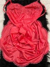 Vtg Floral Lace BUST Full Slip Dress SILKY SOFT Nylon Lacy VANITY FAIR 34 Pink 