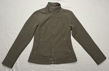 Ariat Softshell Jacket Fleece-Leopard Lined Horseshoe Zippers Womens Small EUC