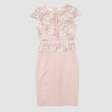 Phase Eight Nude Lace Pencil Dress UK 10 Elegant Occasion Knee Length