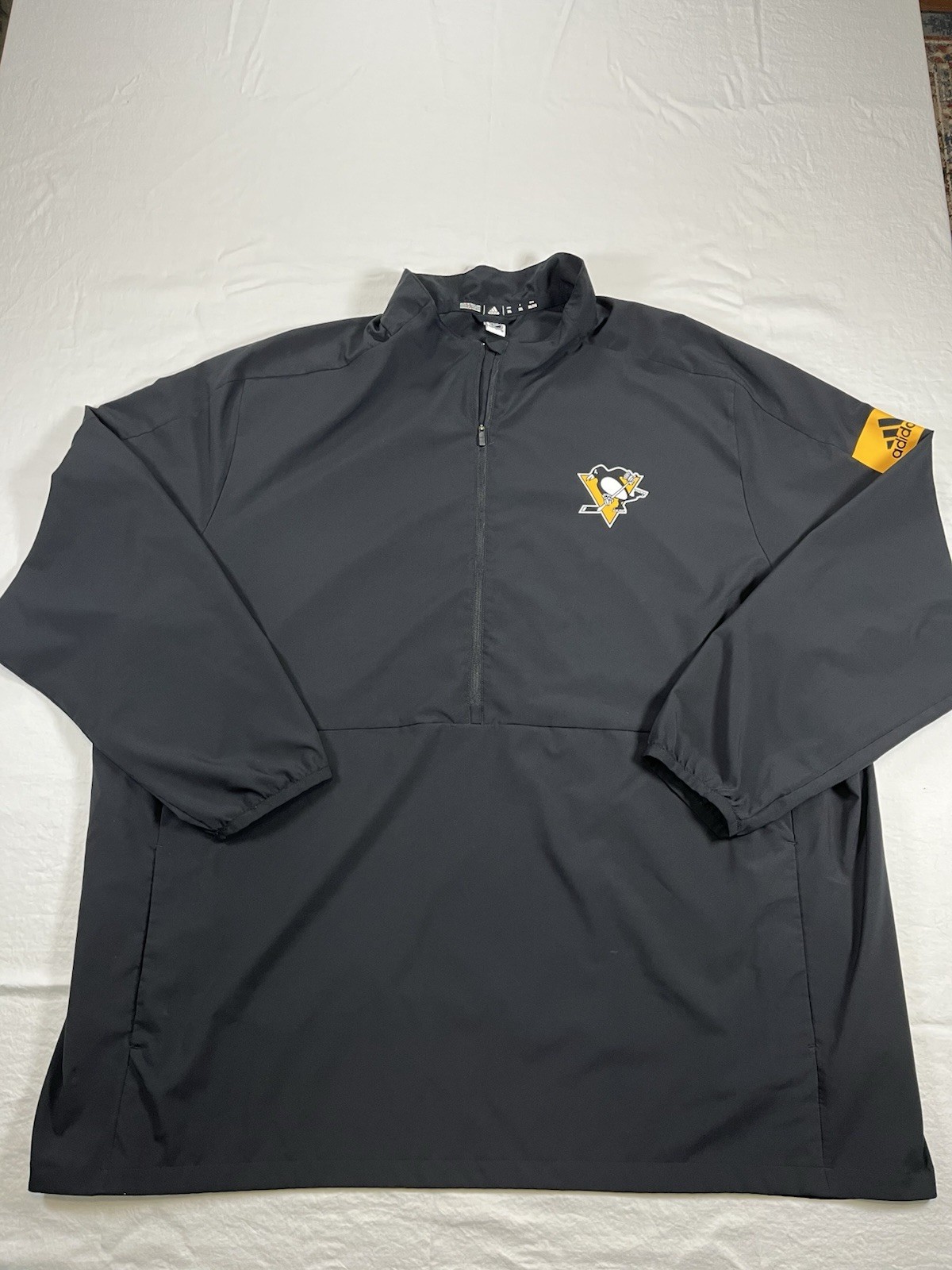 Pittsburgh Penguins Jacket Men 3XL Black Adidas 1/4 Zip Windbreaker Training NHL