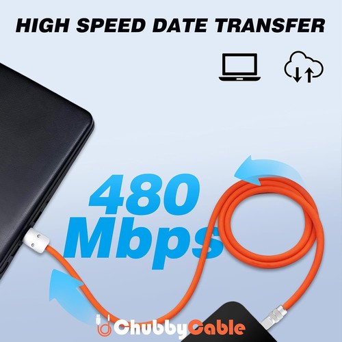 chubbycable Chubby 2.0 Fast Charging Cable Durable Soft 9.8ft (3m), Orange - Afbeelding 5 van 7