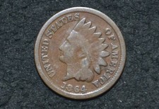 1864 Indian Head Cent * Bronze No L variety * Rounded Bust * VG * NICE BROWN
