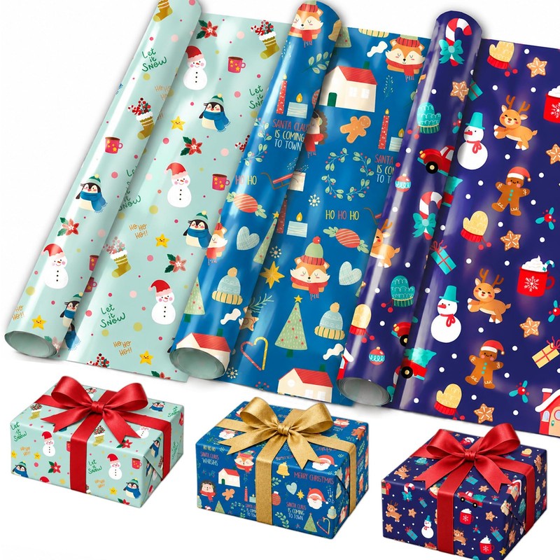 Christmas Wrapping Paper,Christmas 1 Count (Pack of 3), Style 2