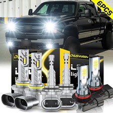 For Chevy Silverado 1500 2500 Hd 2003-2005 2006 Led Headlights Fog Lights Bulbs