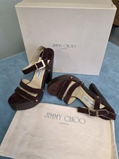 Nuovi sandali Jimmy Choo neri scamosciati corliss plateau taglia EU 39,5