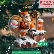 2025 Dunkin Donuts Christmas Acrylic Ornament Christmas 3.5 in 2D Flat For  Fans