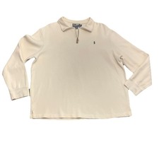 Polo Ralph Lauren Men's 1/4 Zip Pullover Sweater. Size XL.Cream Cotton W/Flaws.