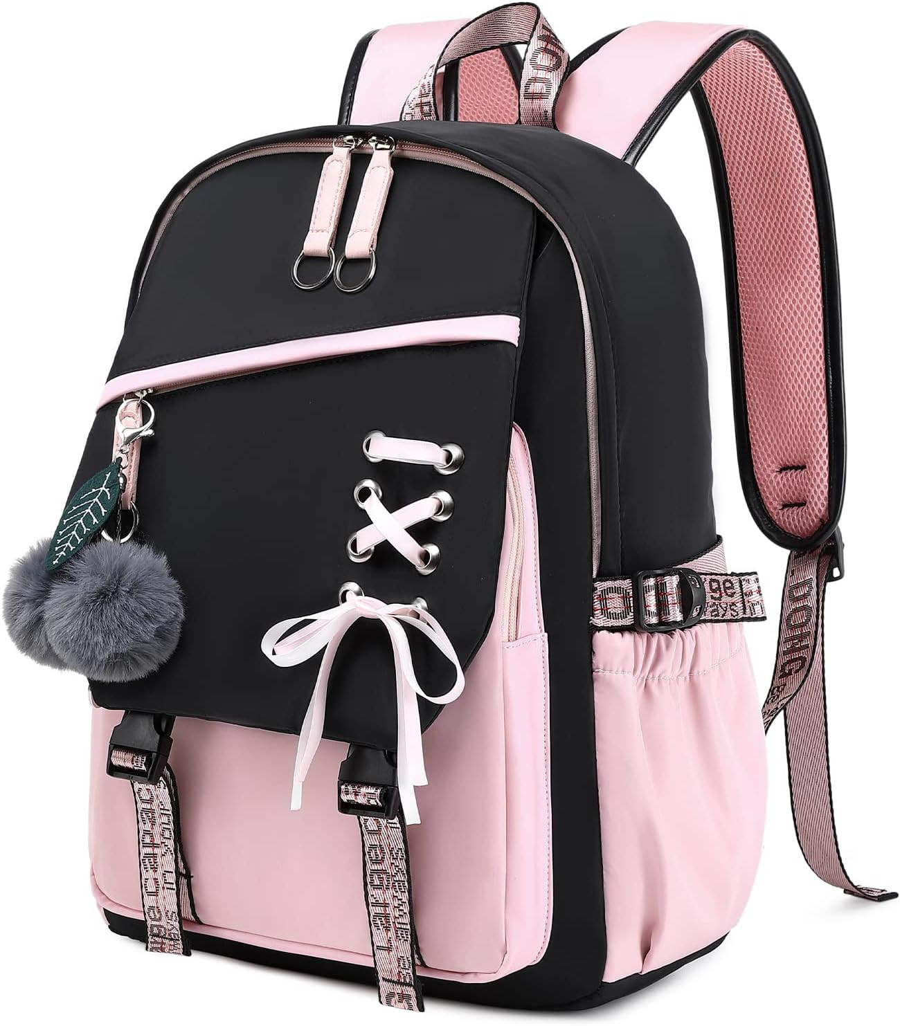 Waterproof Daypack Casual Bookbag For Teens Black Pin