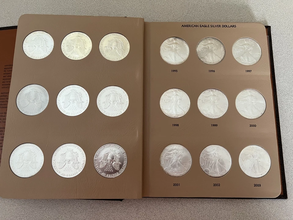 Juego Bu Silver Eagle 1986-2008 en álbum Dansco buena calidad las primeras 23 monedas. Foto 3 de 4