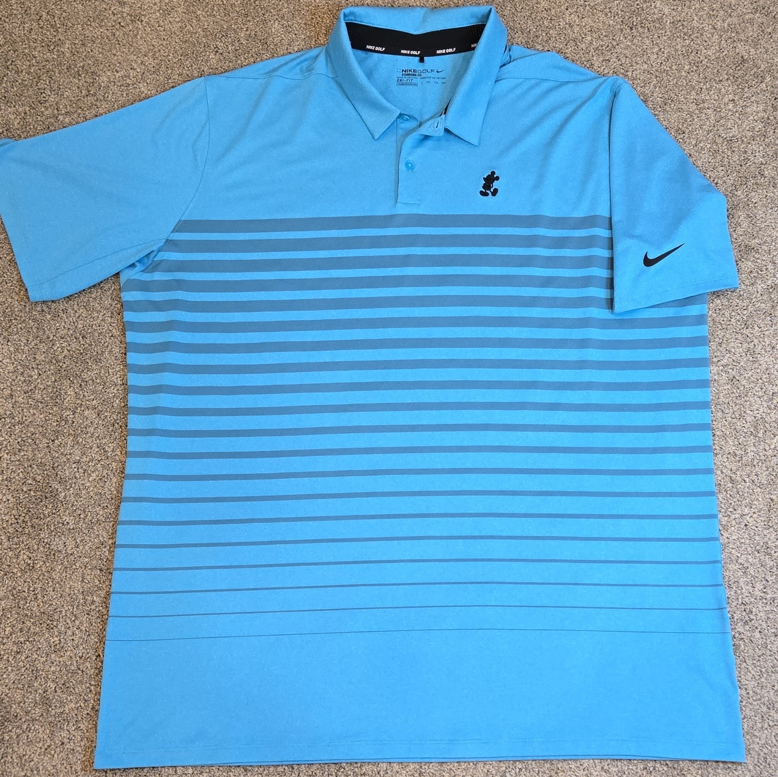 Nike Golf Men's 2XL XXL Disney Parks Mickey Mouse Polo Blue Dri-FIT Short Sleeve