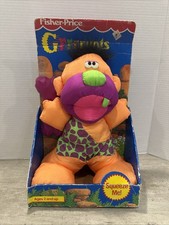 NOS Fisher Price Puffalumps Grrrrunts Rocky Plush With Club Vintage 1991. Works
