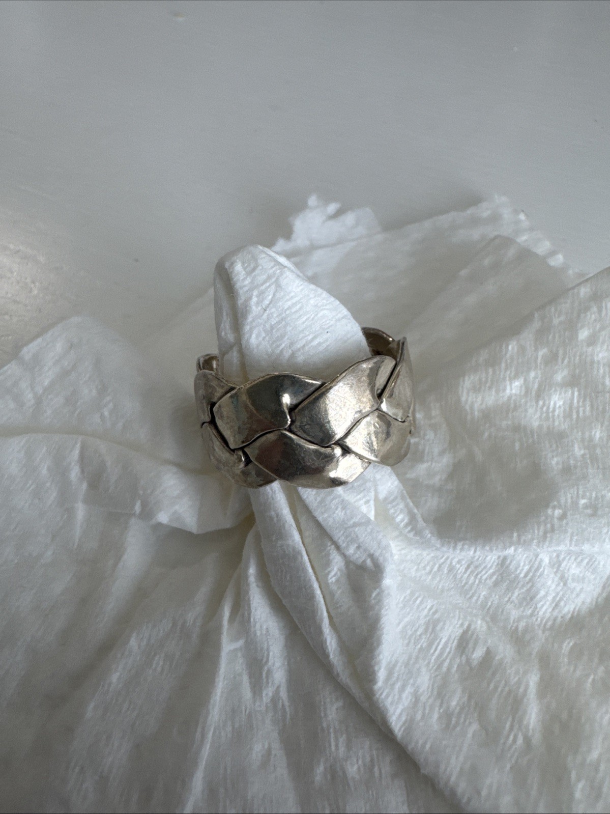 Solid 925 Sterling Silver Braided Ring | Unisex S… - image 1