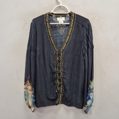Camilla Franks Up All Night Peasent Bluse Frontschnürung Seide Bluse Top Medium