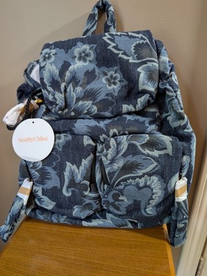 See By Chloe Blue Denim Floral Joy Rider Slouchy Langenlook Backpack