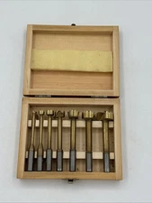 Vintage 7 Piece CRAFTSMAN Forstner Drill Bit Set 1/4"-1" in Original Wood Case