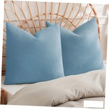 100 Cotton Waffle Weave Euro Shams 26" x 26" x 26" Pack of 2 Dusty Blue