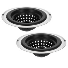 2Pcs Silicone Sink Strainer Kitchen Sink Drain Strainer Stopper 4.7" Black
