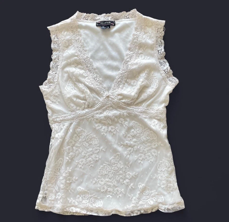 Auténtica blusa vintage de encaje Y2K - mediana para mujer - My Michelle Foto 2 de 4