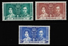 1937 CORONATION STAMPS. BAHAMAS SG146-148. MOUNTED MINT.