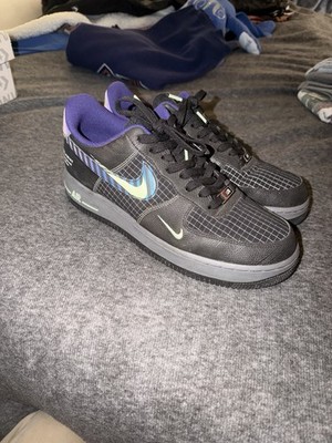 Nike Air Force 1 Men's Low Top Sneakers Black Purple Blue Green Grid Basketball