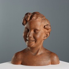Busto di Ragazzo Terracotta Firmato A. Menchi Arte Antica XX Secolo Originale