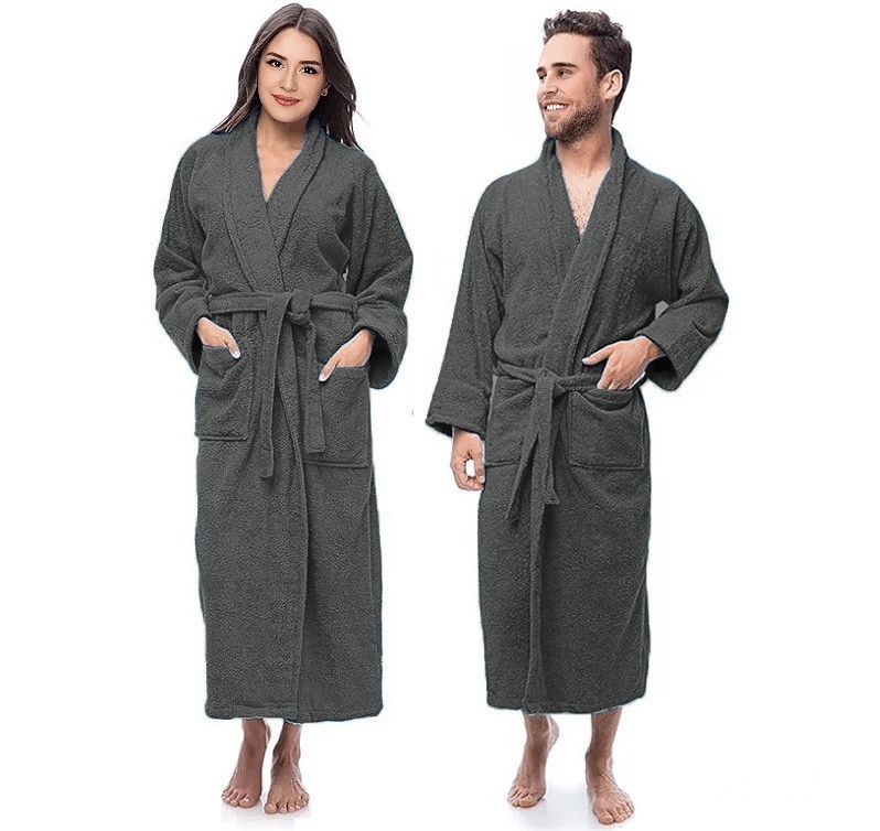 100% Cotton Bathrobe | Terry Cloth Robe | Lightweight Long Spa Bathrobe