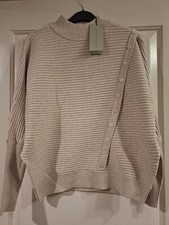 Image of Mint Velvet Ribbed Jumper with Button Detail – Size S