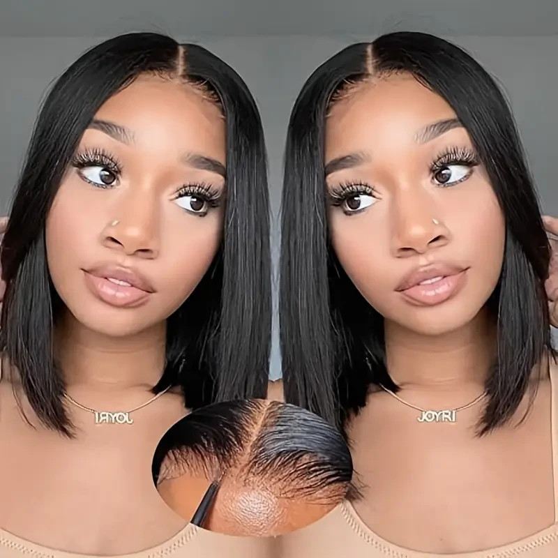 Wear and Go Glueless Bob Wig Human Hair Pre Plucked Pre Cut 