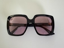 Gucci Women's Sunglasses Oversized GG0418S Black Crystal Stud Logo GG0418S