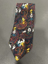 Disney Store Mickey Mouse  Friends 100 Silk Men  s Tie Paisley Repeating M1
