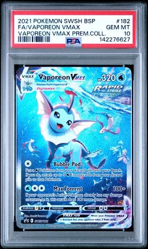 PSA 10 VAPOREON VMAX SWSH182 BLACK STAR PROMO SWORD & SHIELD POKEMON GEM MINT