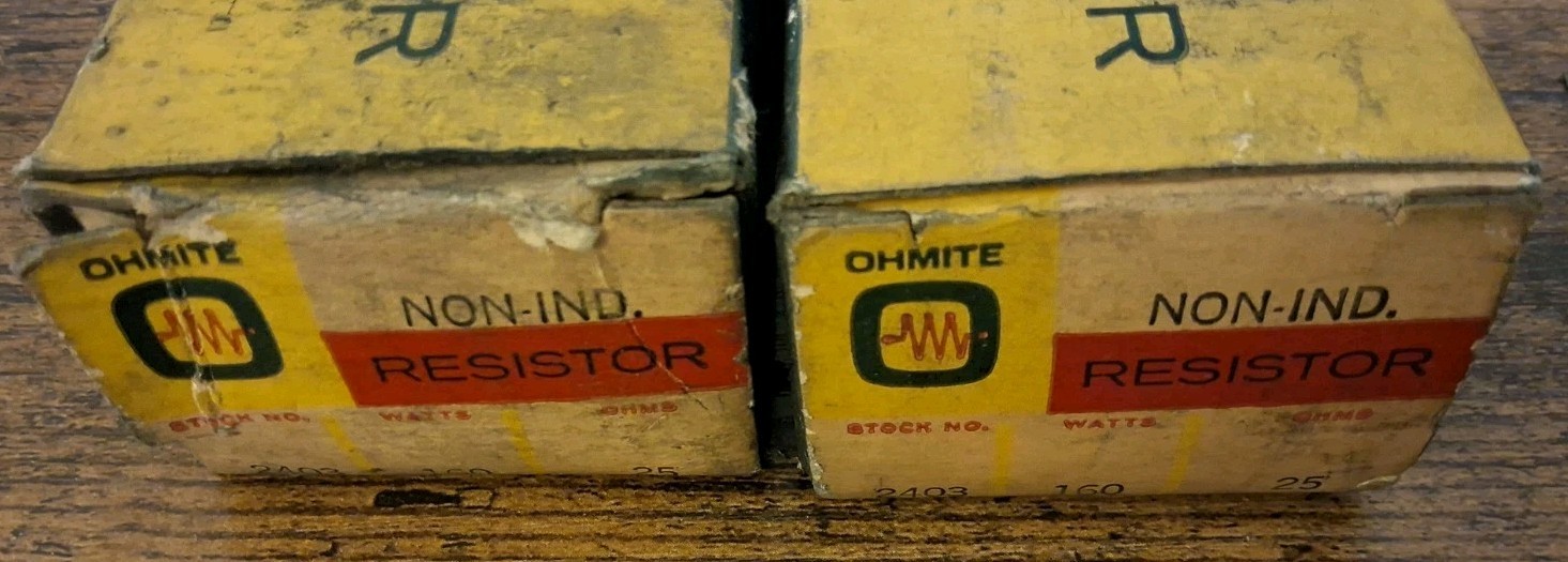 Lot Of 2 Ohmite 2403 Non-inductive Resitors 160 Watts 25 Ohms