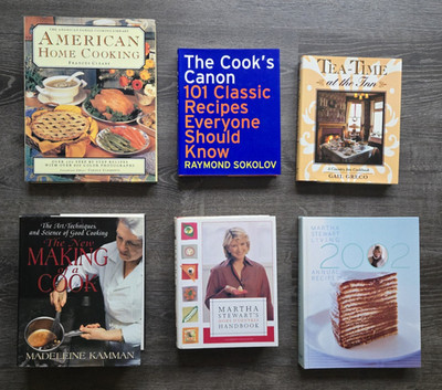 Lot of 6 Cookbooks: Martha Stewart, Madelaine Kamman, Raymond Sokolov, etc.