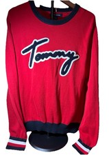 Tommy Hilfiger Lawson Red White Blue Men's Size Large Logo Crewneck Sweater