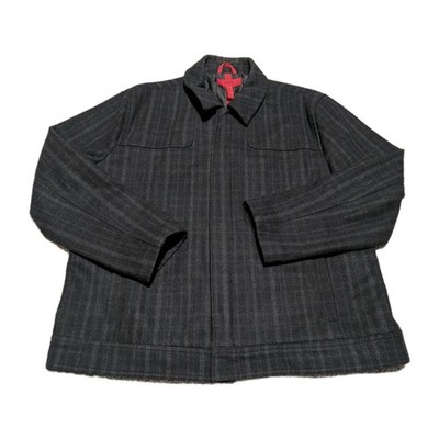Alfani Fitted Bomber Jacket - Black & Grey - Mens Large - Wool & Polyester