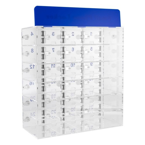 Clear Acrylic Cell Phone Locker Box Storage Cabinet Pocket w/ Door Lock 24 Slots - Photo 12 sur 22
